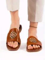 Originální dámské nazouváky hnědé bez podpatku Originální dámské nazouváky hnědé bez podpatku