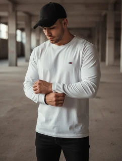 FashionStreet pánské bílé tričko s dlouhým rukávem LX0537