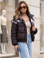 Dámská prošívaná péřová bunda s kapucí, hnědá, FashionStreet TY6087 Dámská prošívaná péřová bunda s kapucí, hnědá, FashionStreet TY6087