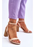 Semišové Sandály Na Spleteném Podpatku Béžové Selila Semišové Sandály Na Spleteném Podpatku Béžové Selila