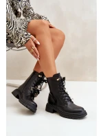 Ekokožené Boty Worker Dámské S Připínáky Černé Rianael