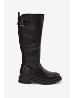 Izolované dámské kozačky na nízkém podpatku s přezkami Černé Sorelle Izolované dámské kozačky na nízkém podpatku s přezkami Černé Sorelle