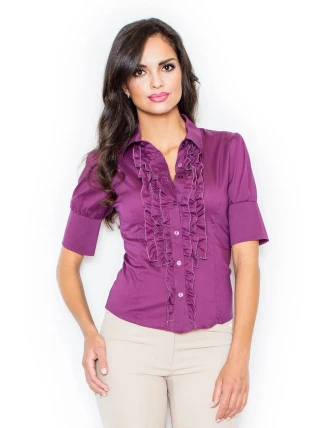 Dámská košile M025 Eggplant tmavě fialová - Figl Dámská košile M025 Eggplant tmavě fialová - Figl