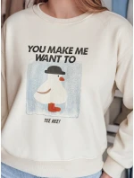 Dámská oversize mikina s potiskem GOOSHY ecru FashionStreet BY1427