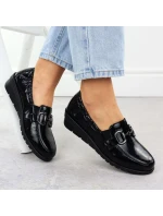 Dámské polobotky z lakované kůže na platformovém podpatku černé Rieker L5352-00