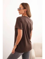 Dámská bavlněná košile klasického střihu hnědá Dámská bavlněná košile klasického střihu hnědá