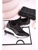 Dámské Klínové Kožené Boty Sneakersy Černé Stříbrné Frances