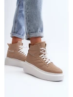 Zazoo 3392/X Dámské Kožené Sportovní Boty na Platformě Beige