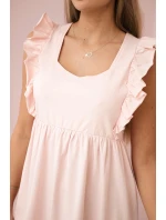 Šaty s volánky na bocích tmavě pudrově růžové Šaty s volánky na bocích tmavě pudrově růžové