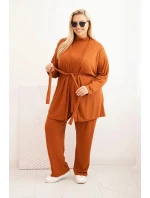 Dámský komplet Plus Size 3-dílný camelový