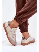 Kožené Sportovní Boty Tenisky Dámské Panterka CheBello 4640 Béžové