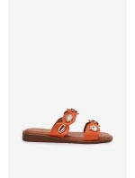 Dámské Pantofle Se Zlatými Aplikacemi Oranžové Jenoriela