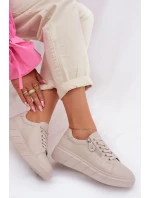 Kožené dámské polobotky s zipem béžové Althea