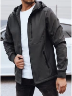 Pánská přechodná softshellová bunda s kapucí tmavě šedá FashionStreet TX4818