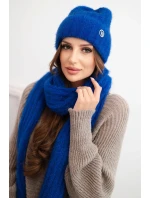 Dámská souprava čepice a dlouhý šál z měkké příze chabrová Dámská souprava čepice a dlouhý šál z měkké příze chabrová