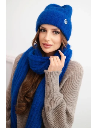 Dámská souprava čepice a dlouhý šál z měkké příze chabrová Dámská souprava čepice a dlouhý šál z měkké příze chabrová