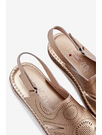 Kožené sandály na platformě S.Barski GR61-5916 Zlaté Kožené sandály na platformě S.Barski GR61-5916 Zlaté