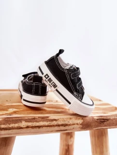 Dětské látkové tenisky se suchým zipem BIG STAR KK374074 Černý a bílý