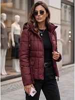 Dámská prošívaná bunda s kapucí, vínová, FashionStreet TY5859 Dámská prošívaná bunda s kapucí, vínová, FashionStreet TY5859