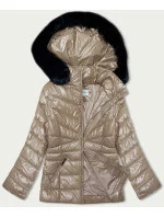 Béžová prošívaná dámská zimní bunda (V775)