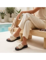 Dámské kožené žabky na platformě béžové S.Barski KV61-6046 Dámské kožené žabky na platformě béžové S.Barski KV61-6046