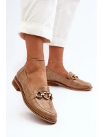 Kožené dámské lakované mokasíny Laura Messi 2760 hnědé