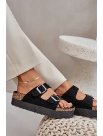 Dámské sandály na masivní platformě se sponami černé Aramia