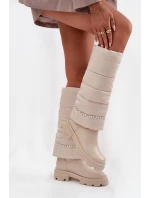 Dámské zimní kozačky s korálky světlá béžová Irvette