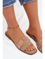 Dámské ploché sandály s pásky Eko Zamszové Béžové Florane