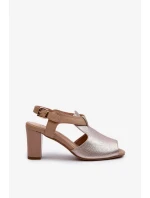 Dámské sandály na vysokém podpatku vyrobené z eko kůže, zlatá Queenmarie Dámské sandály na vysokém podpatku vyrobené z eko kůže, zlatá Queenmarie