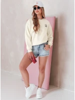 Dámská oversize mikina s výšivkou SOFTSLON ecru FashionStreet BY1433 Dámská oversize mikina s výšivkou SOFTSLON ecru FashionStreet BY1433
