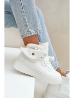 Vysoké tenisky s kapsičkou na platformě bílé Saramis