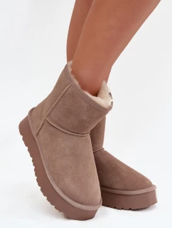 Dámské sněhule z přírodního semiše na platformě béžové Privine