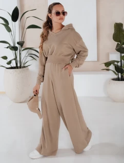 Dámský komplet širokých kalhot a mikiny MINALIA beige FashionStreet AY0918