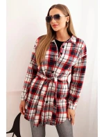 Dámská flanelová košile s dlouhým rukávem v károvaném vzoru červená