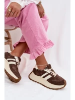 Semišové tenisky na masivní platformě D&A GR61-5986 Čokoládové