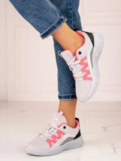 Komfortní tenisky šedo-stříbrné dámské bez podpatku