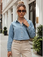 Krátká dámská košile s kapsou, džínová modrá, FashionStreet TY5691