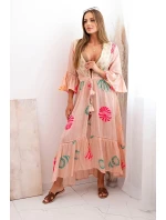 Dámský boho plášť s výšivkou meruňka