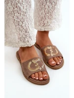 Dámské Ploché Žabky S Cekulemi S.Barski KV27-052 Hnědé
