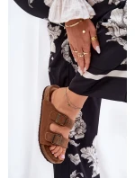 Semišové Dámské Pantofle Se Sponami Big Star RR274A394 Hnědé