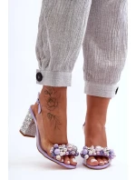 Průhledné stylové sandály na klínku fialové SBarski