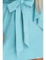 287-40 SOFIA Motýlí šaty se zavazováním v pase - pastelově tyrkysové 287-40 SOFIA Motýlí šaty se zavazováním v pase - pastelově tyrkysové