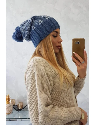 Milano fleecová čepice K203 denim melange+jeans