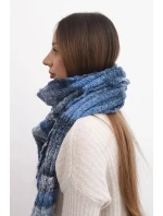 Dámský šátek z měkké a teplé vlny v barevných pruzích KN19 jeansový Dámský šátek z měkké a teplé vlny v barevných pruzích KN19 jeansový