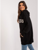 Černý dámský oversize svetr s přední kapsou