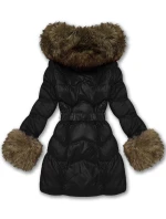 Černá dámská prošívaná bunda pro přechodné období s kožešinou J Style (5M3357-392) Černá dámská prošívaná bunda pro přechodné období s kožešinou J Style (5M3357-392)