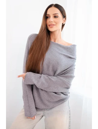 Svetr dámský viskózový asymetrický typu netopýr šedý