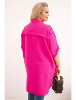 Dámská košile Plus Size z viskózy s delším zadním dílem fuchsie