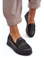 Kožené polobotky s platformou se zdobením černé Lemar Lehira